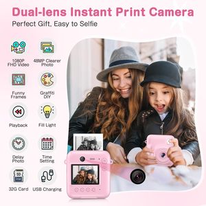 Cámara de Fotos Instantánea para Niños <span class=keywords><strong>Sonida</strong></span>, Impresión Térmica, Sensor CMOS de 48MP, 1080P, Tarjeta TF, Mini, con Pantalla de 2.4 Pulgadas y Zoom de 16X - Product Image 2