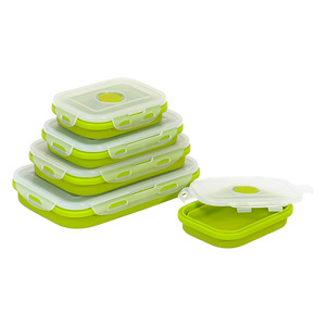 Silicone Food Storage Container Collapsible Lunch Bento Box Storage Boxes Foldable Rectangle Modern