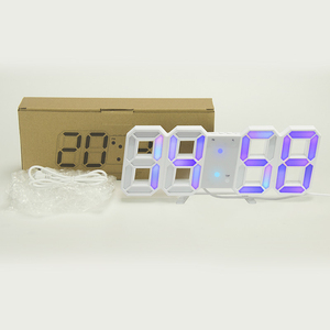 Horloge <span class=keywords><strong>murale</strong></span> LED 3D RGB couleur néon EMAF, réveil, horloge de <span class=keywords><strong>table</strong></span>, luminosité réglable, horloge numérique <span class=keywords><strong>murale</strong></span> de <span class=keywords><strong>table</strong></span>, décoration de la maison - Product Image 5