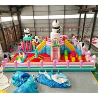 Grand château gonflable pour enfants, toboggan combiné à thème de carton king, maison de rebond gonflable, matériau PVC, 500 kg