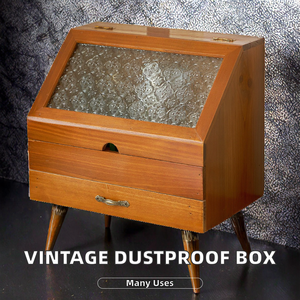 <b>Vintage</b> New Dustproof Rectangle Wood Lacquer Finish Storage <b>Box</b> Desktop Organizer Journals Cosmetics Lotions Sustainable - Product Image 2