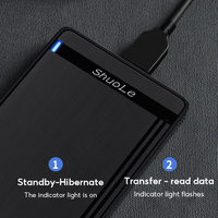 Boîtier externe portable pour disque dur 2,5 pouces USB3.0 vers SATA pour ordinateur HDD/SSD en plastique ABS noir