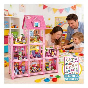 Ensemble de maison de poupée interactive pour enfants - Jouets de cuisine et d'alimentation en plastique - Jouet de maison de jeu d'imagination - Product Image 3