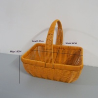 Panier de courses portable en rotin synthétique, tressé à la main, avec cadre en fer renforcé, style INS, en plastique PVC, ovale, pour légumes, PENG