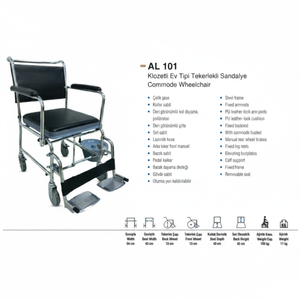 Fauteuil roulant commode de qualité supérieure – Chaise de salle de bain portable, siège confortable, structure robuste, nettoyage facile, emballage en vrac - Product Image 2