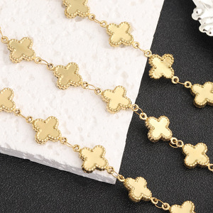 Stainless Steel Gold Hollow Four Leaf <b>Clover</b> Chain DIY Jewelry Necklace <b>Bracelet</b> Ornament Decorative Chain - Product Image 2