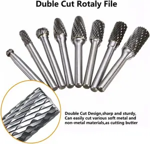 1/4'' Double Cut Tungsten Steel Carbide Rotary Burr Die Grinder Shank Bit Set Abrasive Tools From US