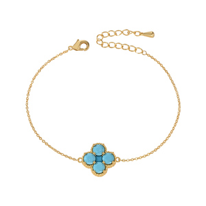 SL90107 otoño e invierno nuevo Tiktok transmisión en vivo caliente <span class=keywords><strong>trébol</strong></span> de cuatro hojas alto sentido azul turquesa red salvaje pulsera roja - Product Image 1