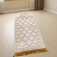 Gebetsmatte mit Streifenmuster Verdickter Flanell-Gebetsteppich Schwammunterlage Geprägt Islamisch Modern Minimalistisch 65x110cm Eid Ramadan