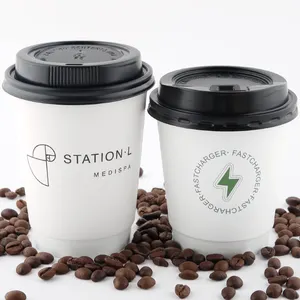 Jus kopi untuk minuman panas pe pla dilapisi takeaway 8 10 12 16oz kardus biodegradable sekali pakai grosir cangkir kopi lengan