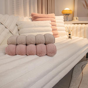 ผ้าคลุมโซฟาขนกระต่ายลายทางคุณภาพสูง ปลอกหมอนอิงโซฟาแบบกันลื่น ขายส่งผ้าคลุมโซฟา - Product Image 2