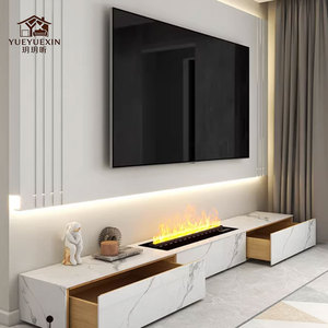 Mobile <span class=keywords><strong>TV</strong></span> Moderno Nuovo Modello 2026 con Camino Elettrico, Mobile <span class=keywords><strong>TV</strong></span> da Soggiorno con Finitura Effetto Marmo e Vano Contenitore - Product Image 4