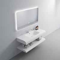 Vente en gros Lavabo de table en résine fait à la main Lavabo à main Lavabo en marbre avec miroir à led