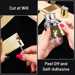 5 Pack Self Adhesive Glass Mosaic Mirror Gold Disco Tiles <b>Sticker</b> for Craft Decoration DIY Handmade Disco Ball Vase Photo Frame - Product Image 4