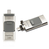 Gitra 3 in 1 OTG USB 3.0 Flash Drive Lightning Micro USB untuk iPhone Android Smartphone Komputer 16GB 32GB 64GB 128GB 256GB