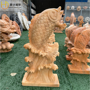 Fuente de agua con estatua de carpa tallada en piedra Jia Hua, estilo asiático, duradera, decoración para jardín exterior. - Product Image 5