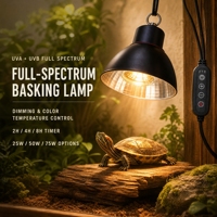 Lampe chauffante pour reptiles UVA UVB à spectre complet avec minuterie et variateur d'intensité 25W 50W 75W pour tortue, lézard, terrarium