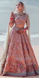 ชุดเดรสผ้าไหมทรง Koti & lehenga สวยงาม2021ประดับด้วยลูกปัดแก้วคริสตัลสำหรับงานแต่งงาน - Product Image 2