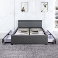 Nuevo diseño, cama moderna Led con mesas laterales malas Led