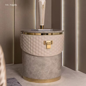 Italian Luxury Night Stands Stainless Steel Leather Nightstands <strong>Storage</strong> Cabinet Bedroom <strong>Corner</strong> <strong>Table</strong> Furniture Side <strong>Tables</strong> - Product Image 1