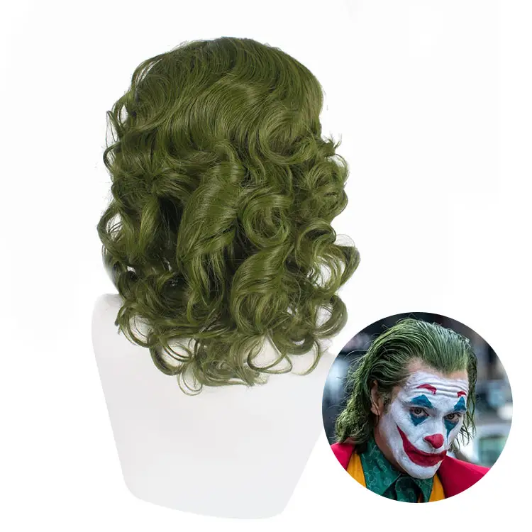 Joker Cosplay parrucca Arthur Fleck ricci verdi capelli sintetici Horror spaventoso pagliaccio Cosplay Prop parrucca masque halloween party supplies