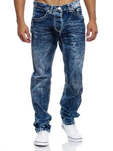 새로운 스타일 청바지 캐주얼 탑스티치 바지 스트레이트 다리 남성 바지 힙합 진 - Product Image 3