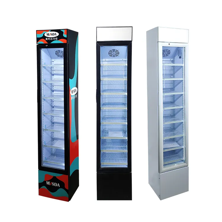 Meisda SC105B 105L 슬림 직립 냉장 쇼케이스 쿨러 싱글 도어 컴프레서 냉각 디스플레이 냉장고