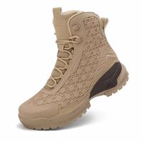 Bottes tactiques pour hommes, mi-mollet, à lacets, en caoutchouc et maille, semelle épaisse, résistantes à l'usure, antidérapantes, pour la montagne, été et hiver