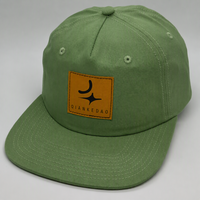 Casquette de baseball personnalisée vert sauge à 5 panneaux, casquette snapback, gorras, coton sergé, patch en cuir, broderie 3D, imprimé animal