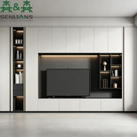 Mueble de TV Moderno de Lujo SLS con Chimenea Integrada, Pantalla LED y Estantes, Mueble Multimedia Personalizado para Sala de Estar