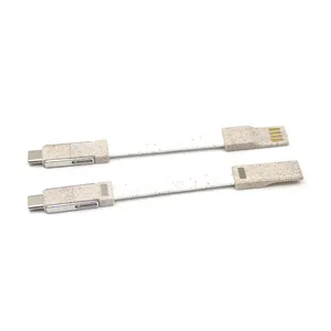 Regalo promozionale materiale ecologico in paglia di grano 3 in 1 portachiavi ricarica USB Data Type C cavo magnetico portatile