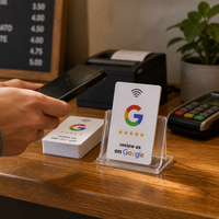 Carte de contrôle d'accès programmable NTAG213 13,56 MHz, carte Google Review en plastique, puce RFID personnalisée pour réseaux sociaux, PVC étanche, lecture/écriture