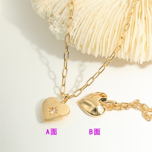 สร้อยคอจี้รูปดาวหัวใจประดับเพชรแบบวินเทจชุบทองสำหรับผู้หญิง - Product Image 3