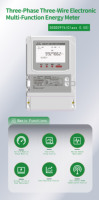 Medidor de Energía Multifuncional DSSD2976 0.5S 3P3W, Medidor de kWh de Montaje en Pared, Doble RS485 Modbus RTU, Multitarifa, Medidor de Demanda Máxima, Medidor de Vatios y Horas