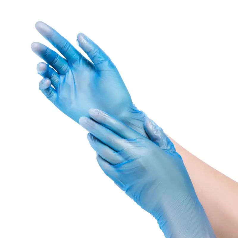 100PCS/Box PVC Gloves Waterproof Painting Cleaning Gloves Oil-resistant Powder Free Disposable Blue Vinyl Gloves for Household
