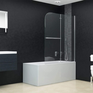 Oumeiga Écran de <span class=keywords><strong>douche</strong></span> de bain noir moderne <span class=keywords><strong>Style</strong></span> pliant à charnière de plain-pied avec cadre en aluminium poli pour la maison ou l'hôtel - Product Image 5