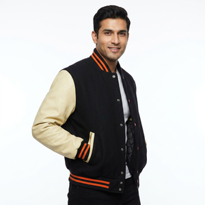 Blouson universitaire de baseball à manches longues pour hommes, collection 2025, vente en gros, dernières créations personnalisées, broderie unie, blouson Letterman vierge, hiver - Product Image 1