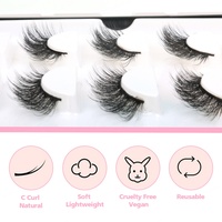 Ensemble de cils magnétiques et d'eye-liner, 5 paires, cheveux synthétiques, faits à la main, bande en coton noir, épaisseur 0,07 mm