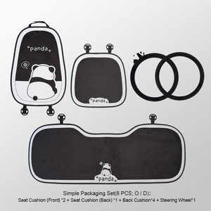 Coussin de siège de <span class=keywords><strong>voiture</strong></span> en peluche style dessin animé panda brodé et ensemble complet d'accessoires intérieurs pour printemps/automne/hiver, compatible avec la plupart des modè<span class=keywords><strong>les</strong></span> de véhicules - Product Image 5