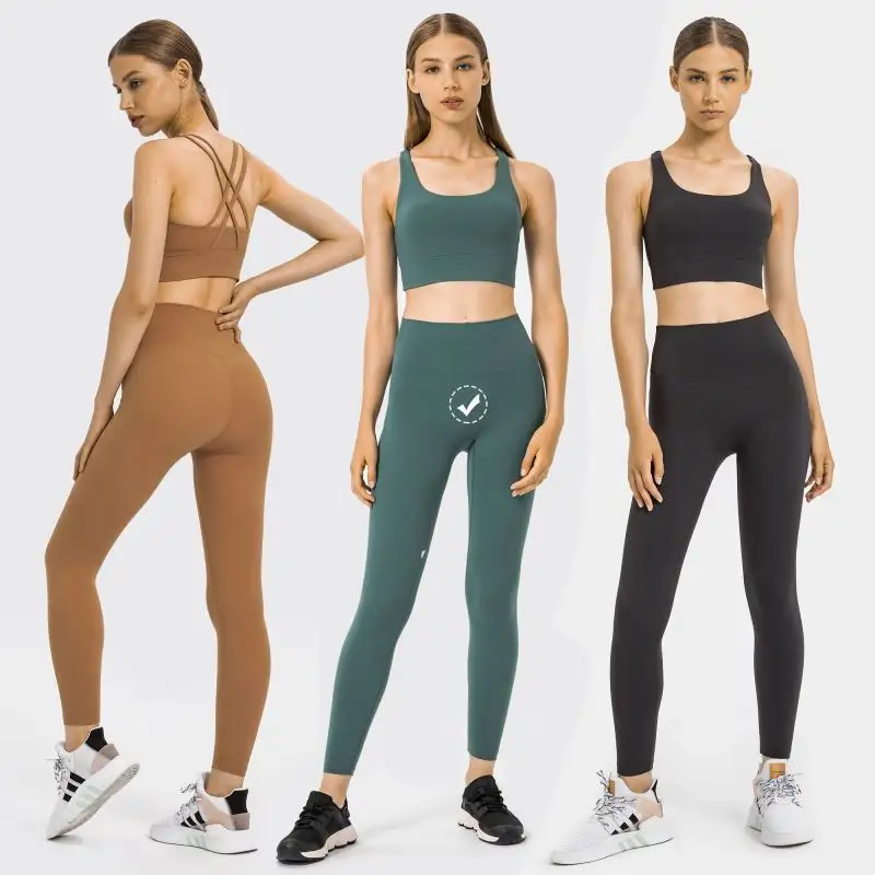 Wholesale Matching Color Cross Back Sports Bra Leggings Sports Wear Yoga Women Gym Fitness Sets