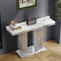 Meubles de salon Xuanzhen, table console moderne en acier inoxydable de luxe, table d'entrée en marbre, nouvelle table de couloir en métal doré