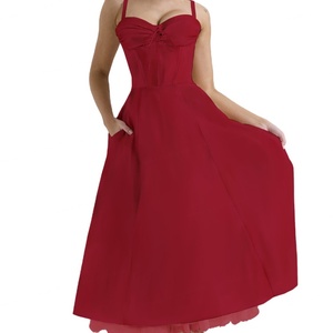 Support Sample Customization Casual Midi <b>Dress</b> Sleeveless Flowy A-Line <b>Dresses</b> Women's for Summer Simple - Product Image 3