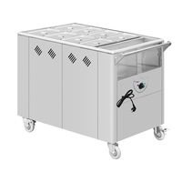 Chariot chauffe-plats professionnel en acier inoxydable doré rose, chariot vapeur électrique commercial avec batterie intégrée
