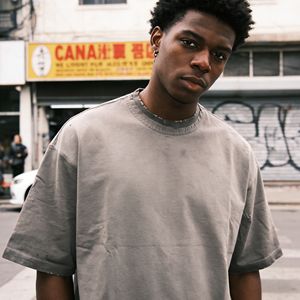 T-shirts décontractés personnalisés pour hommes à manches courtes 100 % coton 220g respirants écologiques unis brodés tricotés confortables - Product Image 1