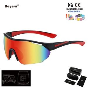 Occhiali da Sole Sportivi Antivento Boyarn Nuovi, Modello Viper alla Moda, Protezione UV400, Montatura Quadrata Trasparente/Verde, Lente Unica Unisex Personalizzabile - Product Image 4