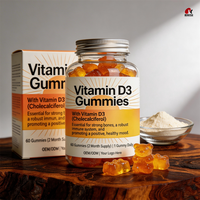Gummies de Vitamine D3 Haute Puissance OEM/ODM 2000 UI avec K2 pour le Soutien Osseux et Immunitaire, à Base de Pectine, Supplément Alimentaire GMP/Halal/Kosher