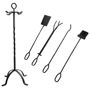fireplace tool <b>set</b> with brush shovel <b>poker</b> tongs black iron fireplace tools for hearth complete fireplace tool <b>set</b> for home - Product Image 1