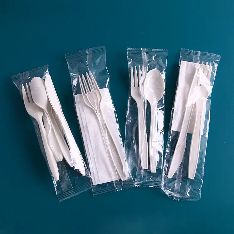 Green Health Natural Corn Starch Biodegradable Tableware Disposable fork Bio Compostable Food Fork disposable spoon and fork