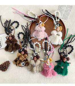 Sang Trọng Sang Trọng Túi Phụ Kiện Với Lông Thú Dễ Thương Sang Trọng Búp Bê Xe Móc Chìa Khóa Ánh Sáng Mặt Dây Chuyền 3D Búp Bê <span class=keywords><strong>Keychain</strong></span> Mới Giáng Sinh Năm Mới Quà Tặng - Product Image 3