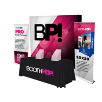 Stand de Exhibición Portátil Ligero de 10x10 pies con Tela Tensada, Instalación sin Herramientas para Ferias Comerciales